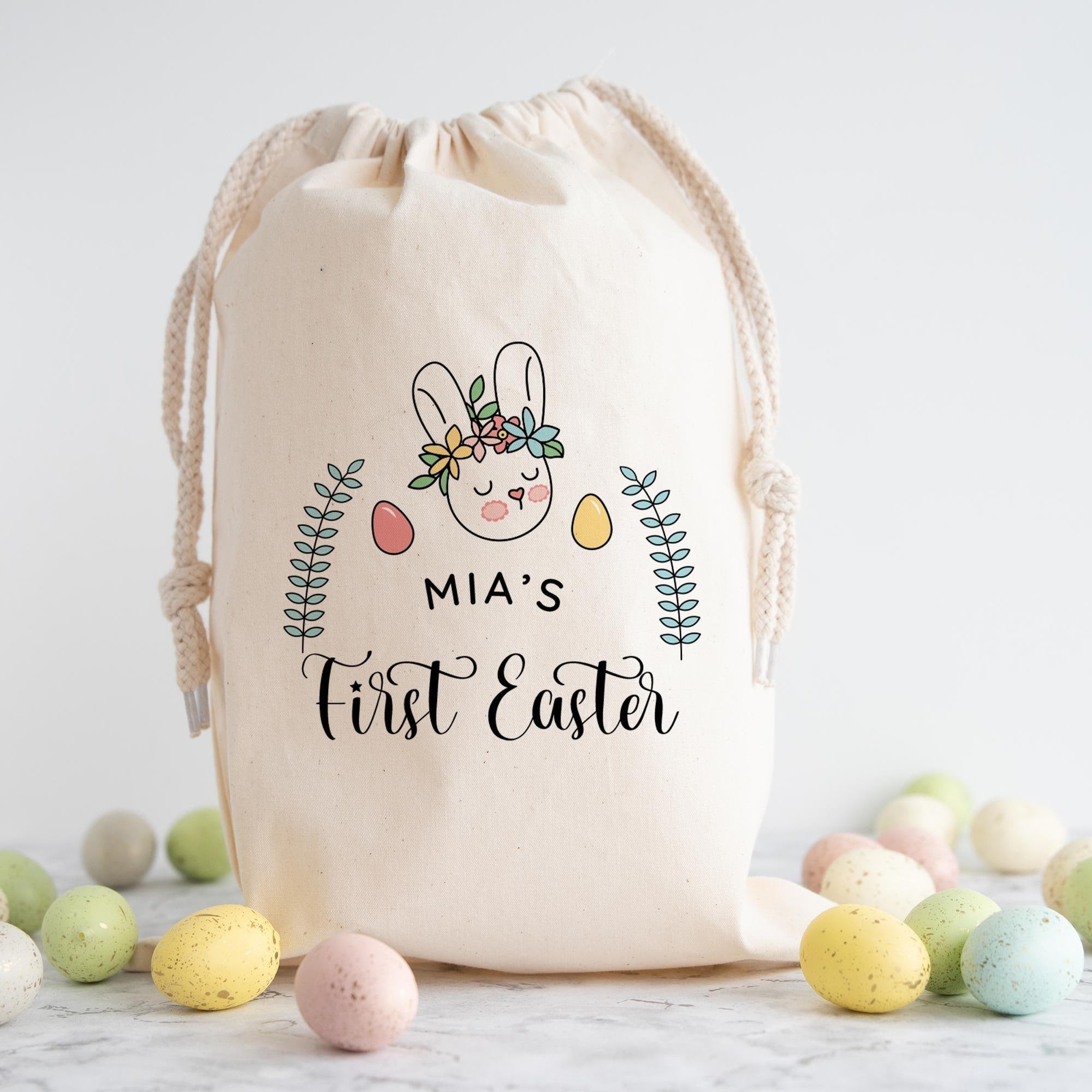 First Easter Sack - Gift for Son, Daughter, Grandchild, Niece or Nephew – Custom Name Bunny Bag