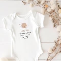 First Father's Day 2025 Outfit I Love You Daddy Baby Bodysuit or Bib I Love You to the Moon and Back New Dad Gift from Baby Keepsake