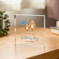 First Father's Day Acrylic Plaque Daddy Bear Keepsake Cute Baby & Daddy Gift for New Dads Father's Day Desk Decoration Dada Bear Present