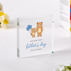 First Father's Day Acrylic Plaque Daddy Bear Keepsake Cute Baby & Daddy Gift for New Dads Father's Day Desk Decoration Dada Bear Present