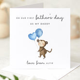 First Father's Day Card for Daddy from Baby Boy Cute Monkey Design Special Keepsake Daddy and Son Card for New Dad