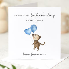 First Father's Day Card for Daddy from Baby Boy Cute Monkey Design Special Keepsake Daddy and Son Card for New Dad