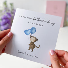 First Father's Day Card for Daddy from Baby Boy Cute Monkey Design Special Keepsake Daddy and Son Card for New Dad