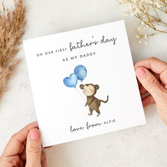 First Father's Day Card for Daddy from Baby Boy Cute Monkey Design Special Keepsake Daddy and Son Card for New Dad