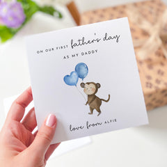 First Father's Day Card for Daddy from Baby Boy Cute Monkey Design Special Keepsake Daddy and Son Card for New Dad