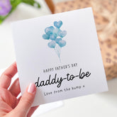First Father's Day Card for Daddy to Be Blue Heart Balloon Design Sweet Keepsake from the Bump Pregnancy Announcement Card Dad to - be