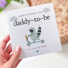 First Father's Day Card for Daddy to Be Cute Raccoon Design Fun Keepsake from the Bump Pregnancy Reveal Card for New Dad from the Bump