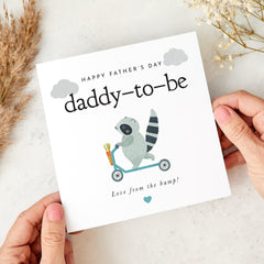 First Father's Day Card for Daddy to Be Cute Raccoon Design Fun Keepsake from the Bump Pregnancy Reveal Card for New Dad from the Bump