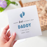 First Father’s Day Card for Daddy to Be Personalised Name Baby Feet Design Keepsake from the Bump Waiting to Meet You New Dad Card