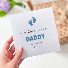 First Father’s Day Card for Daddy to Be Personalised Name Baby Feet Design Keepsake from the Bump Waiting to Meet You New Dad Card