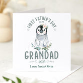 First Father’s Day Card for Grandad from Granddaughter Cute Penguin Design Personalised Keepsake Gift 2025 Baby Girl