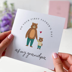 First Father's Day Card for Grandpa Cute Papa Bear Design Keepsake Card from Grandchild for New Grandad Papa Grandpa