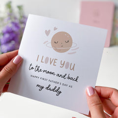 First Father’s Day Card for New Dad from Baby I Love You to the Moon and Back Planet Design 1st Fathers Day Keepsake for New Daddy
