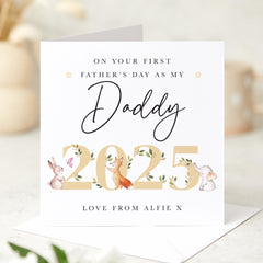 First Father's Day Card for Papa from Baby Boy Girl Personalised with Name and Title Cute Bear Design for Papa Keepsake Gift