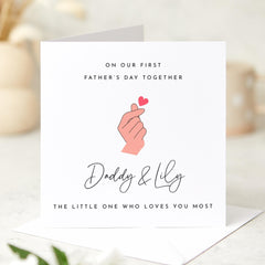 First Father's Day Card from Baby Personalised with Names Daddy and Me Keepsake – Cute Hand Heart Design – New Dad Gift from Daughter or Son