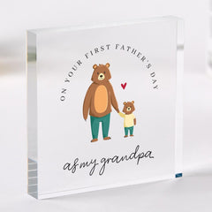 First Father's Day Gift for Grandpa Acrylic Plaque Grandpa Bear Keepsake Cute Baby & Grandad Gift Special Present for New Grandads
