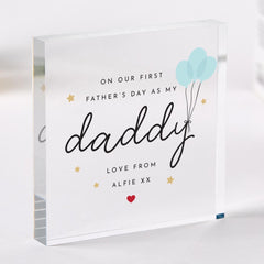 First Father's Day Gift for New Dad Acrylic Plaque Personalised Daddy Keepsake Baby Name Gift for New Daddy 1st Fathers Day Present