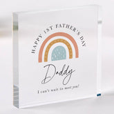 First Father's Day Gift From The Bump For New Dad Acrylic Plaque Cute Gift "I Can't Wait to Meet You Daddy'� Sentimental Keepsake New Dad