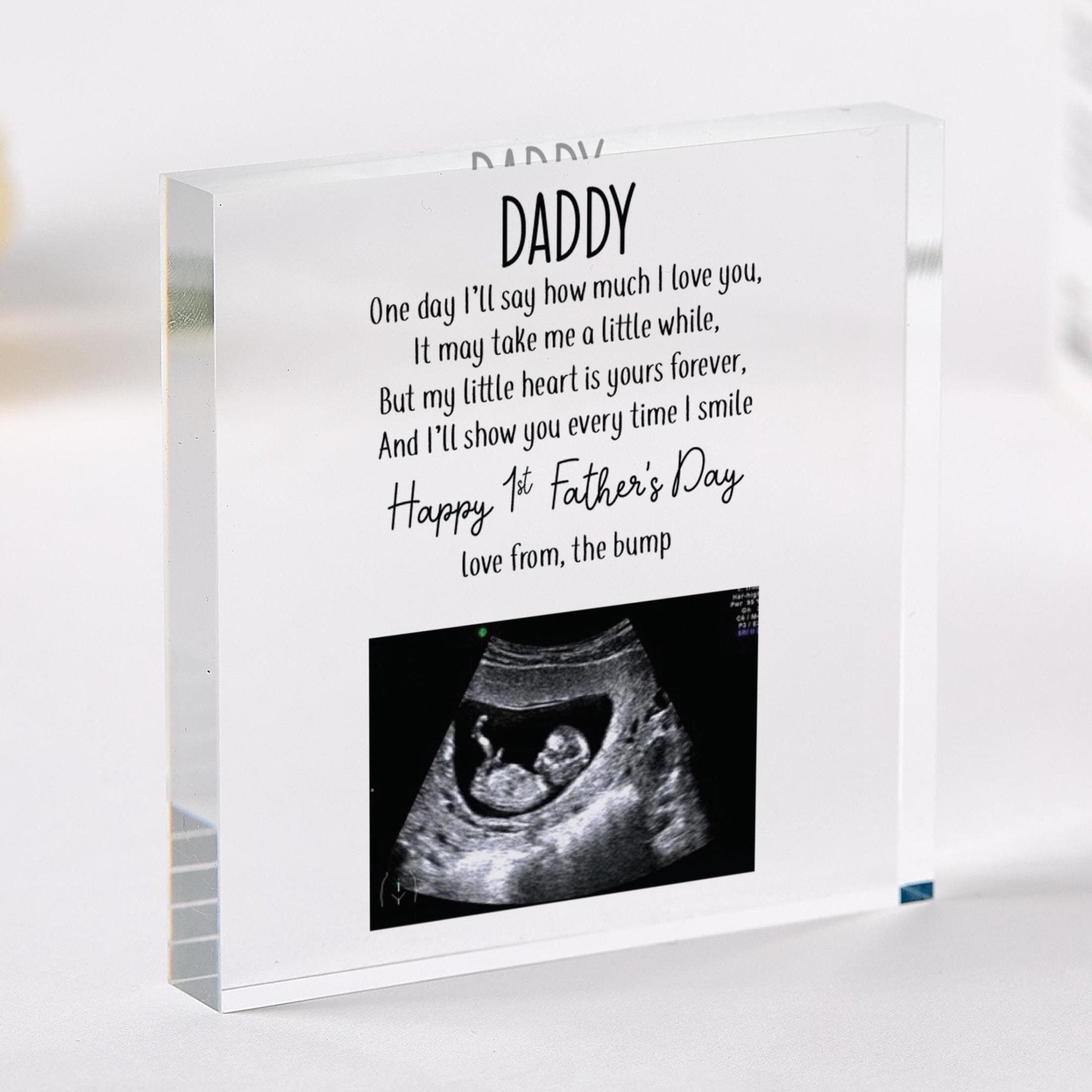 First Father's Day Gift from the Bump Personalised Daddy Acrylic Keepsake with Scan Photo New Dad Sentimental Present for daddy father dad