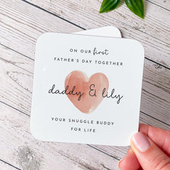 First Father's Day Mug & Coaster Set Custom Name Gift from Baby Daddy and Me Heart Design 1st Fathers Day Keepsake Dada Daughter