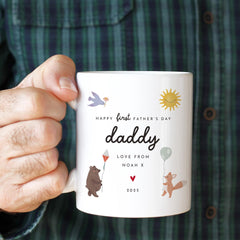 First Father's Day Mug for Daddy or Grandad Personalised Cute Design Gift from Baby 2025 Keepsake Coffee Cup for New Dad or Grandpa