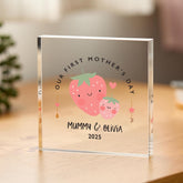 First Mother's Day Gift Personalised Acrylic Plaque for Mum & Baby Custom Keepsake for New Mum Strawberry or Lemon Design