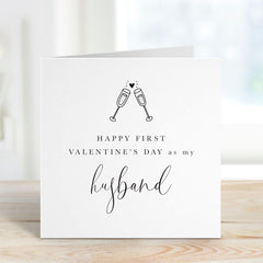 First Valentine's Day Card for Husband Champagne Theme Romantic Valentine's Day Card Keepsake for Him New Husband Valentine's Gift