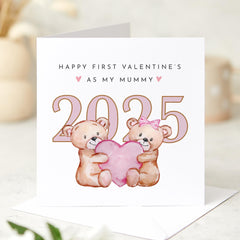 First Valentine's Day Card for Mummy 2025 Cute Teddy Bear Design Heartwarming Card from Baby Thoughtful Gift for New Mum's 1st Valentine