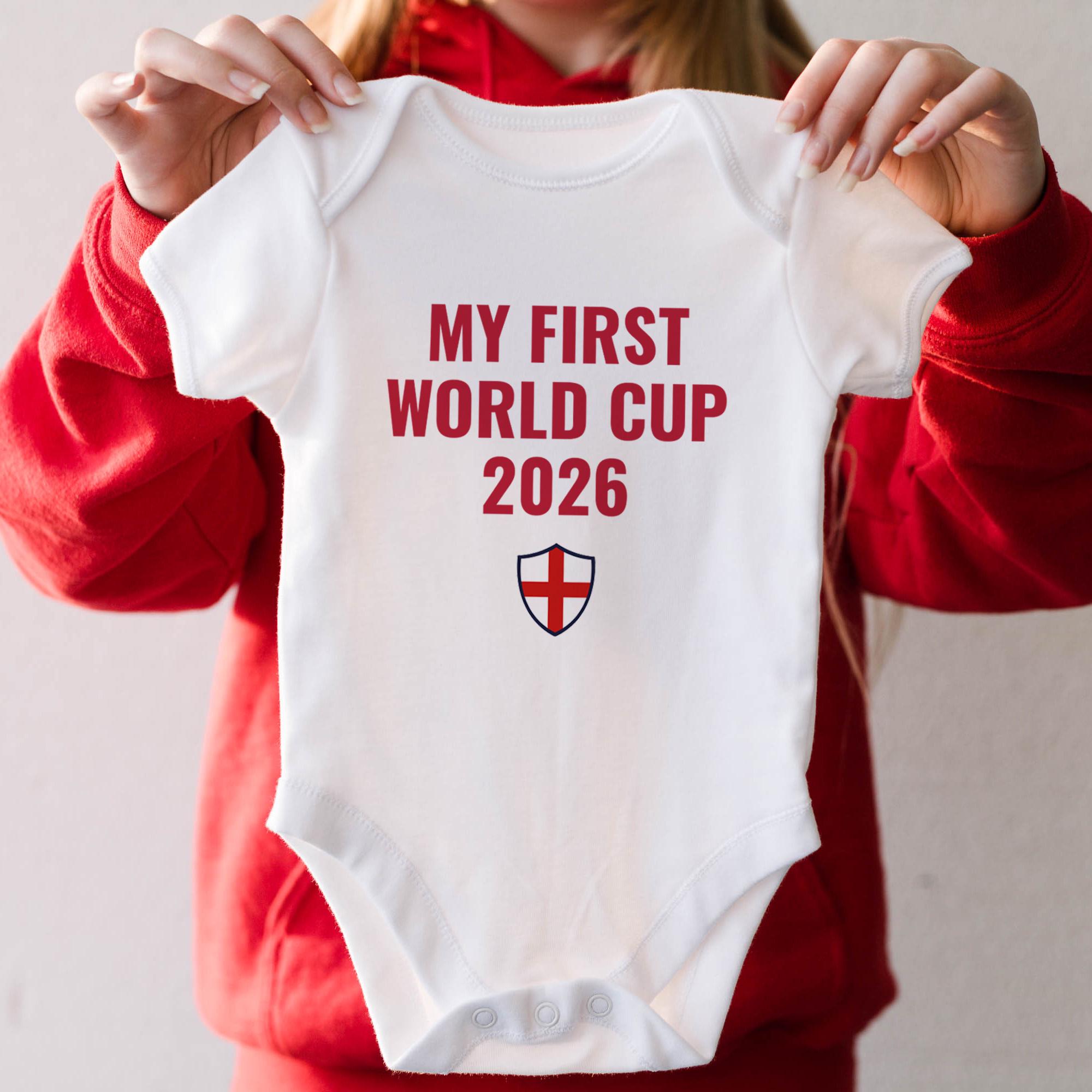 First World Cup England Baby Bodysuit Football Fan Gift for Newborn
