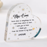 Floral Heart Acrylic Plaque Gift for Teacher with Last Name End of Term Gift Thank You Keepsake Primary Nursery End Year Appreciation