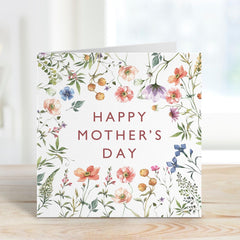 Floral Mother's Day Card Elegant Watercolour Wild Flower Card for Mum Birthday Card for Mum Beautiful Botanical Greeting Card for Mother