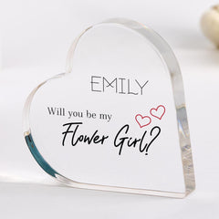 Flower Girl Proposal Acrylic Plaque Gift ANY ROLE Will You Be My Keepsake Maid of Honour Bridesmaid Wedding Proposal Gift