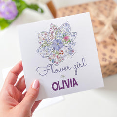 Flower Girl Proposal Card Personalised Wedding Thank You Gift Custom Name Floral Keepsake Card for Flower Girl Bridesmaid