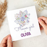 Flower Girl Proposal Card Personalised Wedding Thank You Gift Custom Name Floral Keepsake Card for Flower Girl Bridesmaid