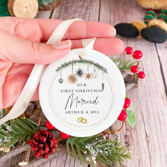 For Newlyweds Ornament First Christmas Personalised Ornament with Names for Newlyweds 1st Xmas Keepsake for Couples Celebrating Wife husband