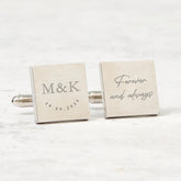 Forever and Always Cufflinks with Initials and Date Romantic Gift for Husband Boyfriend Groom Wedding Engagement Anniversary Valentine’s Day