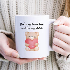 Forever Love Teddy Bear Mug – Romantic Anniversary or Valentine Gift