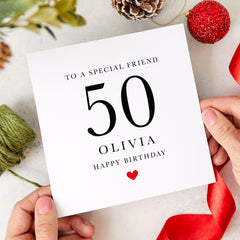 Friend Birthday Card with Name Personalised Milestone Birthday Card Age and Name Card for Him or Her 18th 20th 30th 40th 50th 60th