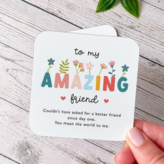 Friendship Coaster Gift To My Amazing Friend Floral Design Thoughtful Keepsake for Birthday Thank You Best Friend Gift
