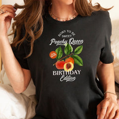 Fun Birthday T-Shirt for Her Peachy Queen Vintage Fruit Design Gift 18th 21st 30th 40th 50th 60th Outfit