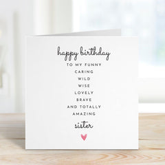 Funny Birthday Card for Sister Big Sis Little Sis Birthday Gift Card
