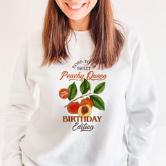 Funny Birthday Jumper for Her Vintage Fruit Design Peachy Queen Sweatshirt Gift for Friend Fun Birthday Outfit 18th 21st 30th 40th 50th