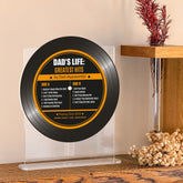 Funny Dad Vinyl Record Plaque, Personalised Father’s Day Gift, Dad Life Greatest Hits Sign, Acrylic Keepsake