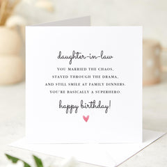 Funny Daughter - in - Law Birthday Card Humorous and Heartfelt Message