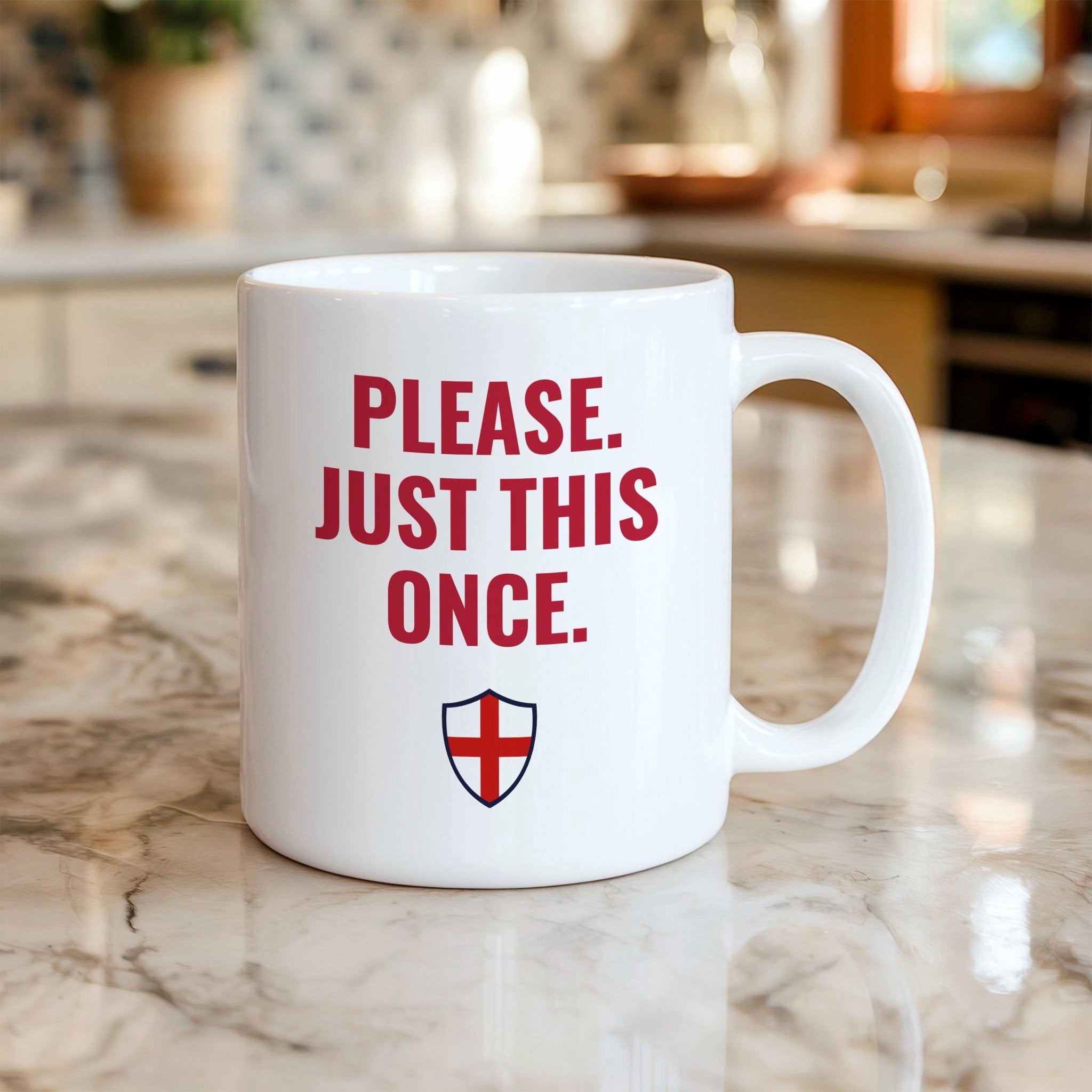 Funny England Football Fan Gift Please Just This Once Mug Three Lions Supporter Coffee Cup