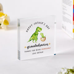 Funny Father's Day Gift for Grandad Grandadsaurus Acrylic Plaque Personalised Gift from Grandchild Roarsome Dinosaur Keepsake for Grandpa