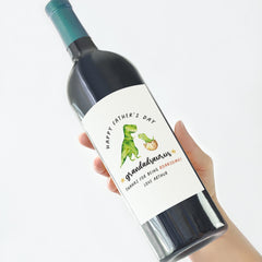 Funny Father’s Day Wine Label for Grandad Roarsome Dinosaur Design Cute and Playful Gift Idea from Grandkids for grandad grandpa papa
