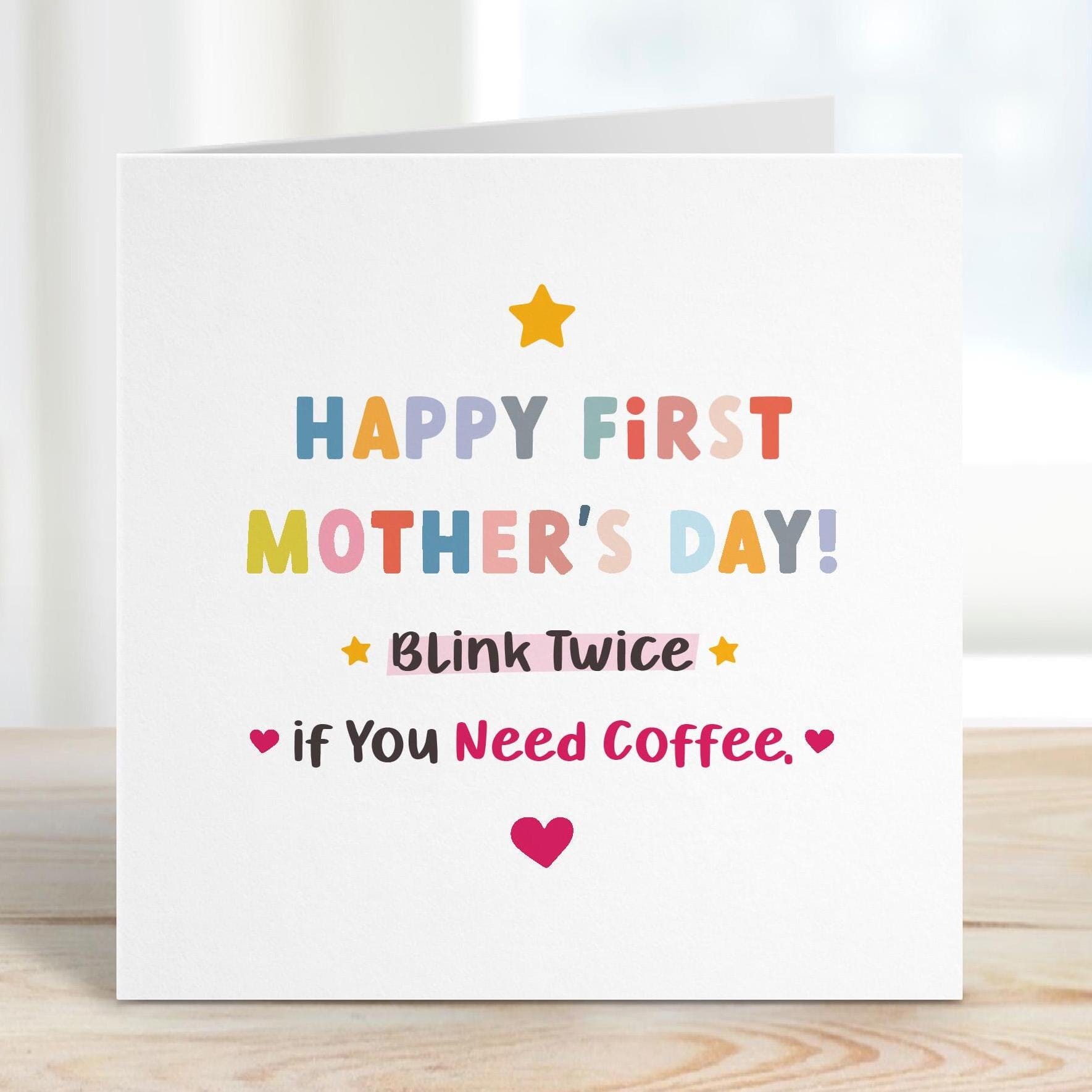 Funny First Mother's Day Card for New Mum Sleep Deprived Mummy Coffee Lover Gift Cute Baby Shower Card for Her New Mama Gift 1st Mothers Day