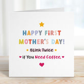 Funny First Mother's Day Card for New Mum Sleep Deprived Mummy Coffee Lover Gift Cute Baby Shower Card for Her New Mama Gift 1st Mothers Day