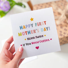 Funny First Mother's Day Card for New Mum Sleep Deprived Mummy Coffee Lover Gift Cute Baby Shower Card for Her New Mama Gift 1st Mothers Day